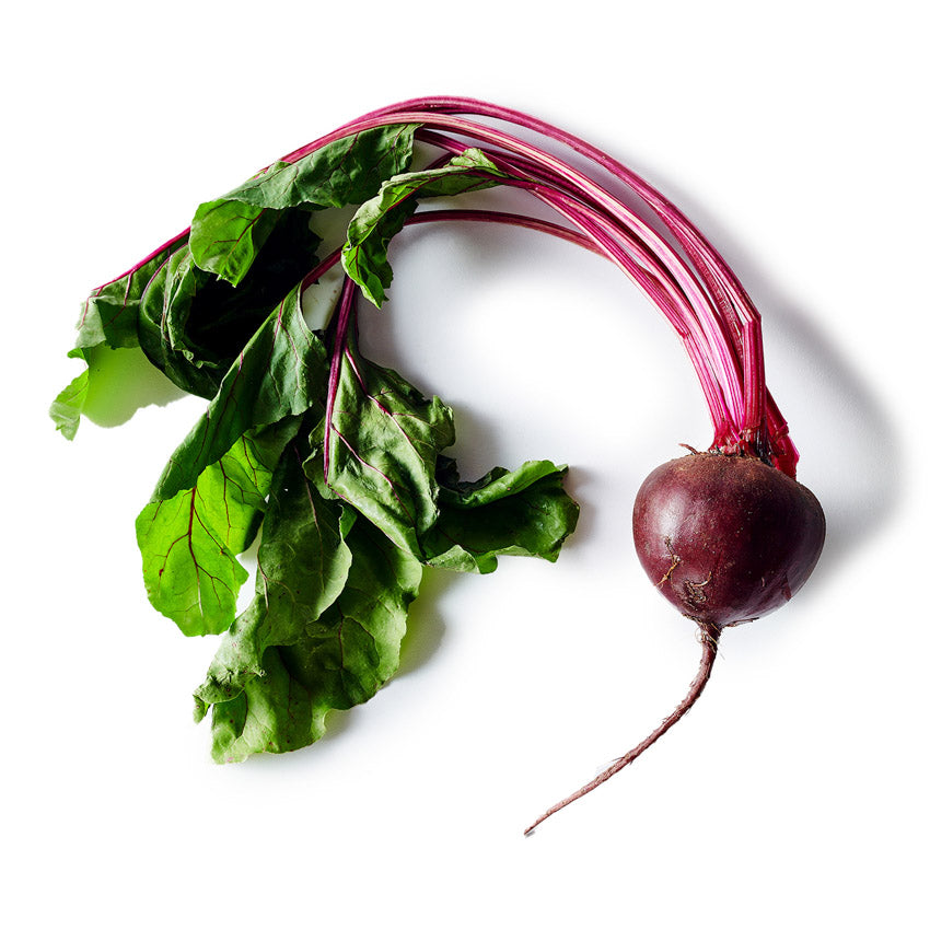 Beetroot with green leaves on a white background