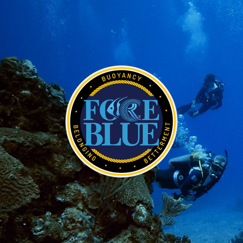 Force Blue Logo on an image of some of their dive team.