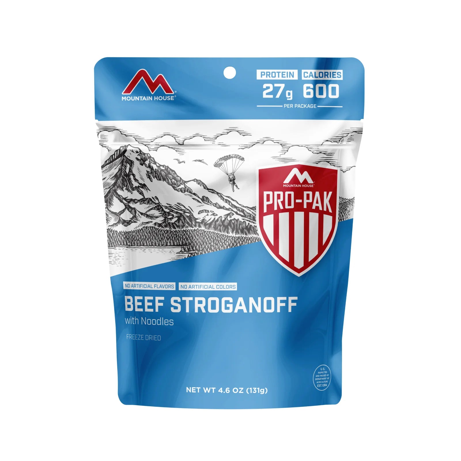 Mountain House Beef Stroganoff with Noodles package on a white background