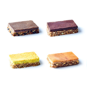 Fresh baked high-protein nutrition bars in a sample pack of four flavors 